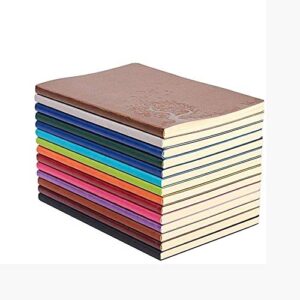 kevxt b6 size pu leather writing journal, notebook notepad journal bulk pack, wide ruled journal for students,size: 4.9" x 6.9" 64 sheet/128 pages(set of 4,random color)
