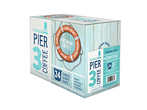 Pier 3 Medium Roast Coffee Pods, Compatible with 2.0 K-Cup Brewers, 24 Count (Pack of 4)