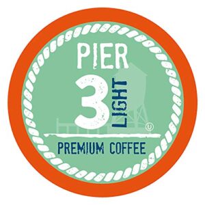 pier 3 light roast coffee pods, compatible with 2.0 k-cup brewers, 24 count (pack of 4)