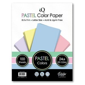 iq multipurpose pastel colored copy paper, laser and inkjet compatible, 8.5 x 11 inches, 24 lb., 90 gsm, 100 sheets (80110)