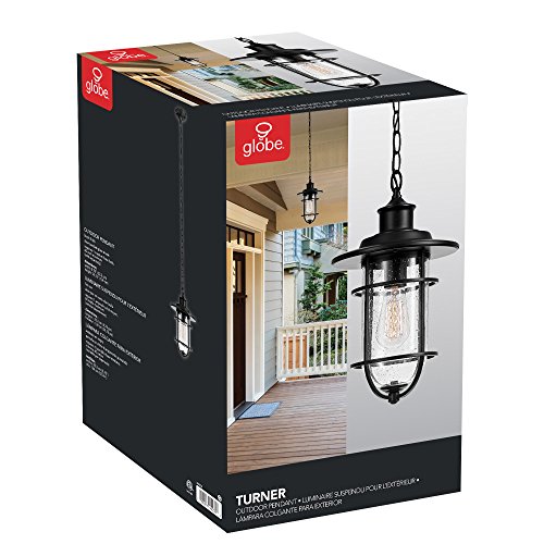 Globe Electric 44232 Turner Outdoor Pendant, Satin Black