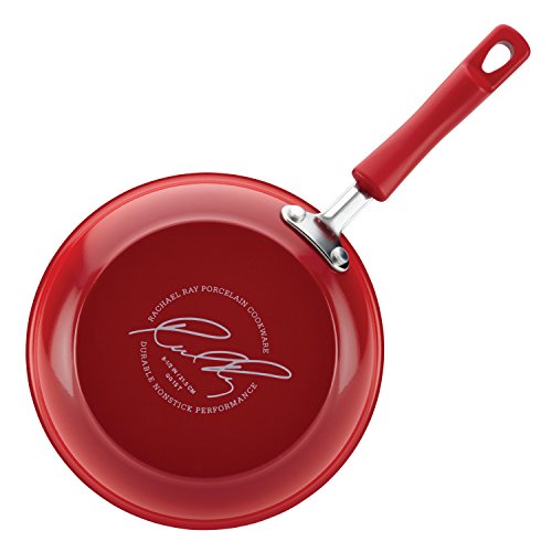 Rachael Ray Brights Deep Nonstick Frying Pan / Fry Skillet - 9.5 Inch, Red