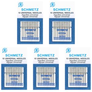 50 schmetz universal sewing machine needles -  assorted sizes - box of 5 cards
