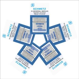 50 Schmetz Universal Sewing Machine Needles -  Assorted Sizes - Box of 5 Cards