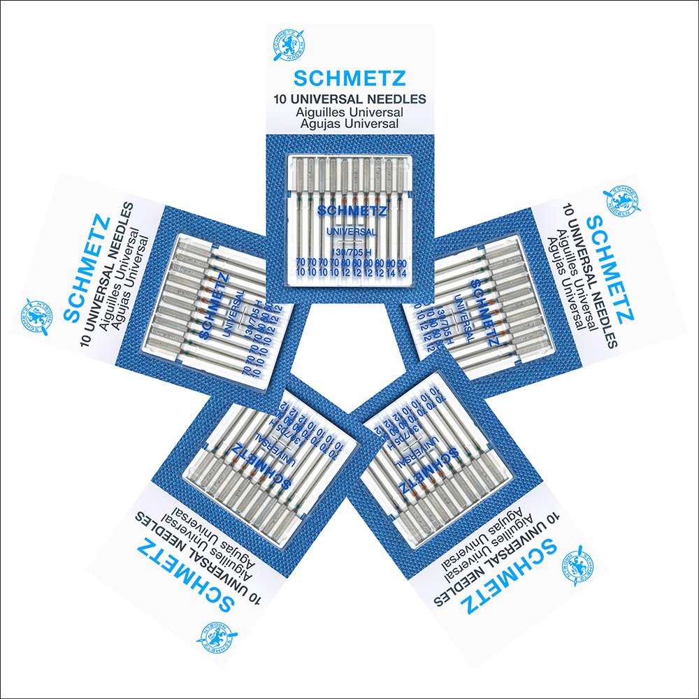 50 Schmetz Universal Sewing Machine Needles -  Assorted Sizes - Box of 5 Cards