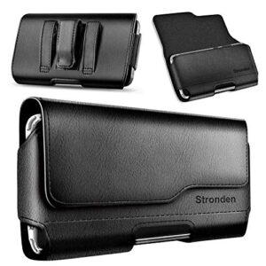 stronden holster for samsung galaxy s23, s22, s21, s20, s10, s9, s8 (not plus) holster case - belt case with clip, leather pouch holster (fits phone w/otterbox symmetry case on)