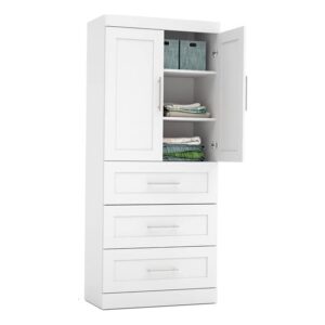 atlin designs 3-drawer set and door wood storage unit in white