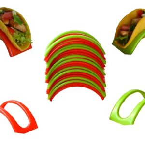 Taco Holders Set Of 24 || 24 pcs Taco Shell Stand || 12 pcs Red Color and 12 pcs Green Color Taco Stands || BPA Free || Disposable Taco Holders Set Dishwasher and Microwave Safe