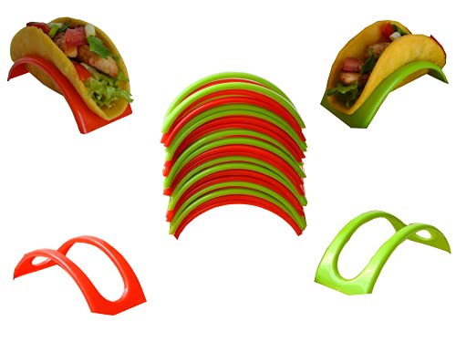 Taco Holders Set Of 24 || 24 pcs Taco Shell Stand || 12 pcs Red Color and 12 pcs Green Color Taco Stands || BPA Free || Disposable Taco Holders Set Dishwasher and Microwave Safe