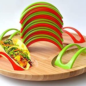 Taco Holders Set Of 24 || 24 pcs Taco Shell Stand || 12 pcs Red Color and 12 pcs Green Color Taco Stands || BPA Free || Disposable Taco Holders Set Dishwasher and Microwave Safe