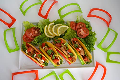 Taco Holders Set Of 24 || 24 pcs Taco Shell Stand || 12 pcs Red Color and 12 pcs Green Color Taco Stands || BPA Free || Disposable Taco Holders Set Dishwasher and Microwave Safe