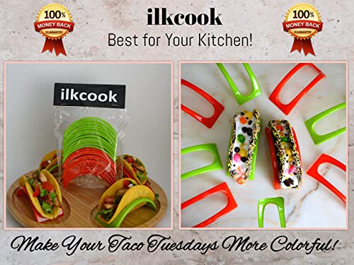 Taco Holders Set Of 24 || 24 pcs Taco Shell Stand || 12 pcs Red Color and 12 pcs Green Color Taco Stands || BPA Free || Disposable Taco Holders Set Dishwasher and Microwave Safe