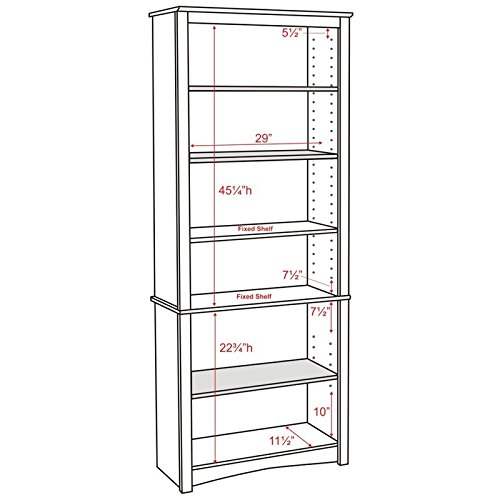 Atlin Designs 77" 6 Shelf Bookcase in Espresso