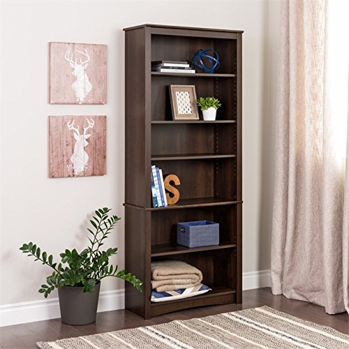 Atlin Designs 77" 6 Shelf Bookcase in Espresso