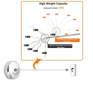 Little World Retractable Clothesline 304 Stainless Steel Durable with Heavy Duty Adjustable Rope Shower Clothes Line for Indoor and Outdoor (9.2FT Steel String)