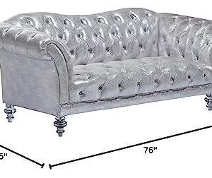 ACME Furniture Dixie Loveseat, Metallic Silver