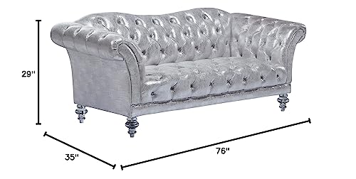 ACME Furniture Dixie Loveseat, Metallic Silver