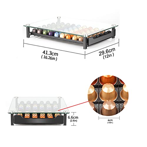 RECAPS Coffee Pod Holder Storage Pod Drawer Pods Holder Compatible with Nespresso Original Line Coffee Pods Kitchen Organizer Black Holds 60 Pods