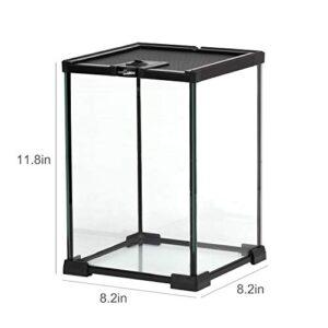 REPTIZOO Mini Reptile Glass Terrarium Tank 8" x 8" x 12" Full View Visually Appealing Top Feeding & Venlitation Small Reptile Glass Habitat