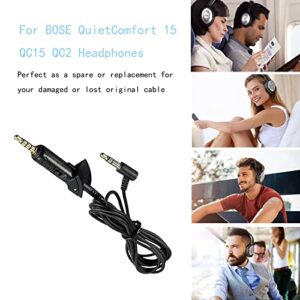 QC15 Headphone Replacement Cable Audio Cord Extension Wire Compatible with Bose QuietComfort 15 QC15 QC 15 QC2 Headphones (Without Mic, Black)