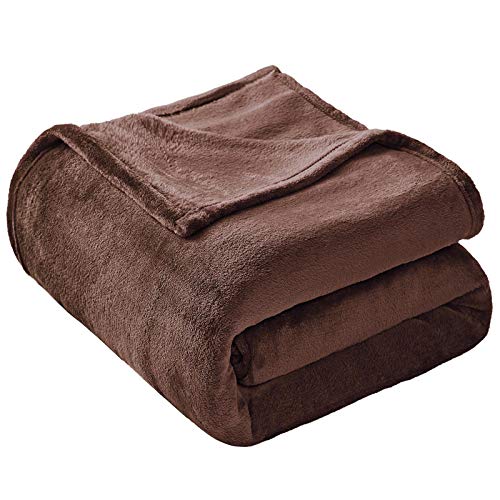 VEEYOO Flannel Fleece Blanket Queen Size - Brown Throw Blankets for Couch Soft Lightweight Sofa Blankets and Throws Fuzzy Cozy Microfiber Blankets for Adults, Picnic (90x90 Inch Bed Throws)