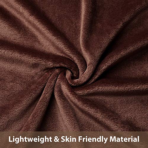 VEEYOO Flannel Fleece Blanket Queen Size - Brown Throw Blankets for Couch Soft Lightweight Sofa Blankets and Throws Fuzzy Cozy Microfiber Blankets for Adults, Picnic (90x90 Inch Bed Throws)