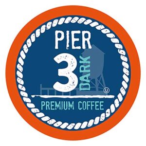 pier 3 dark roast coffee pods, compatible with 2.0 k-cup brewers, 100 count