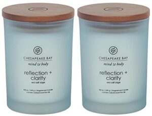 chesapeake bay candle scented candles, reflection + clarity (sea salt sage), medium (2-pack)