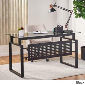 Christopher Knight Home Fiske Glass Office Computer Desk, Black