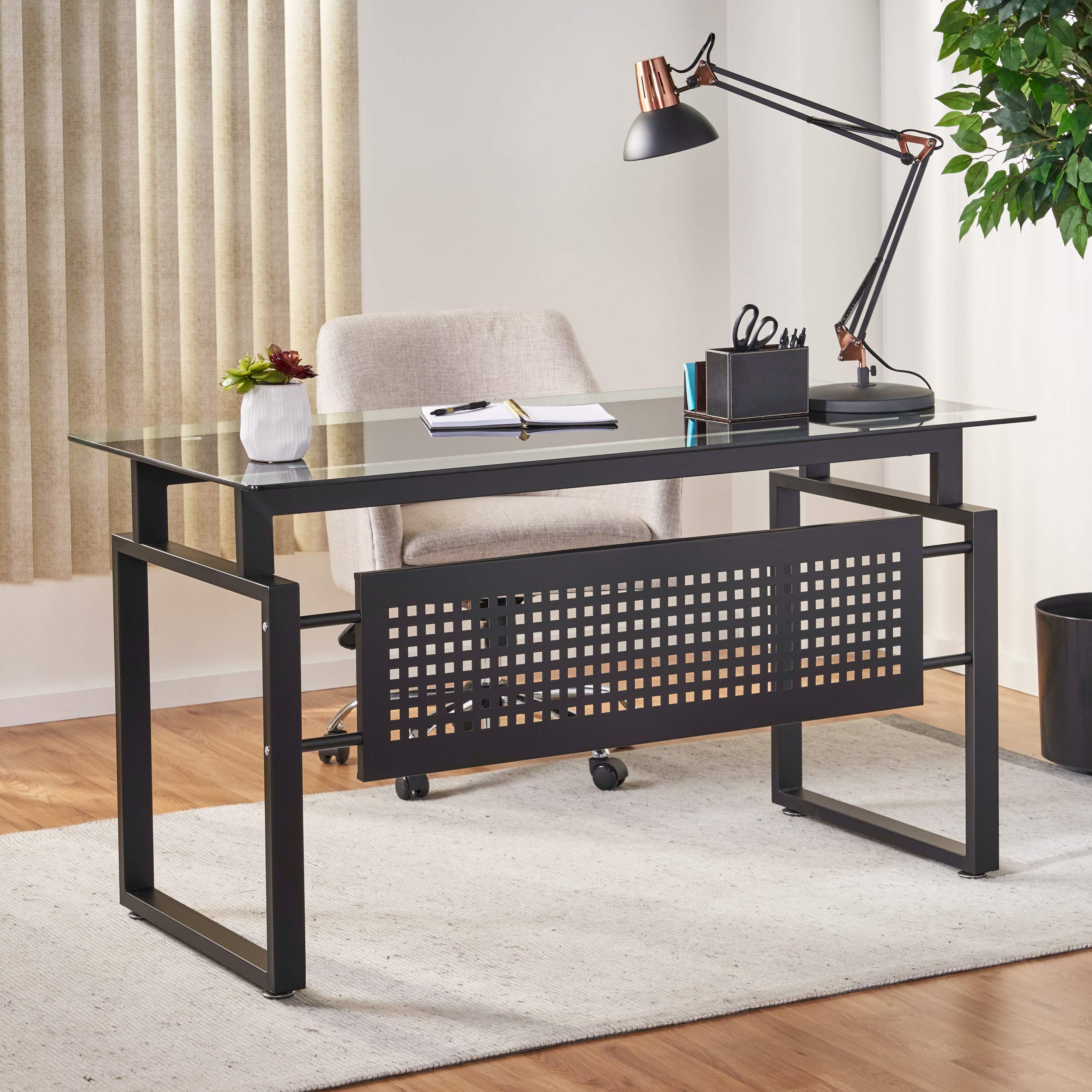 Christopher Knight Home Fiske Glass Office Computer Desk, Black