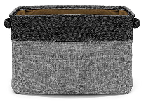 Sorbus Fabric Storage Cubes 15 Inch- Big Sturdy Collapsible Canvas Storage Bins with Dual Handles- Foldable Closet Cubes- Decorative Storage Baskets for Shelves | Home & Office Use- 3 Pack| Grey/Tan