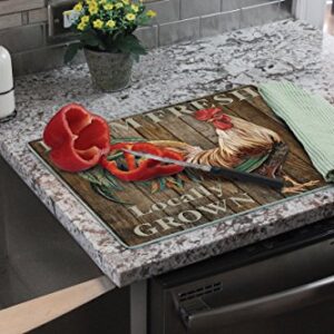 CounterArt 'FARM FRESH ROOSTER' Glass Cutting Board, 15 x 12"