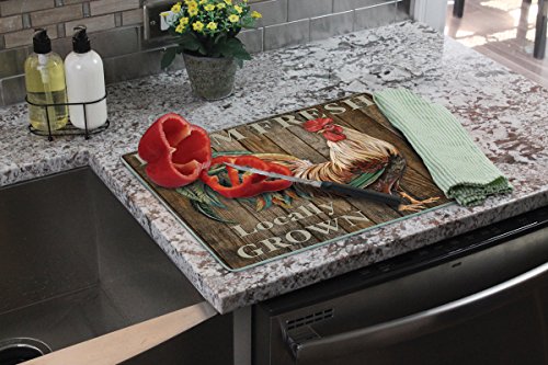 CounterArt 'FARM FRESH ROOSTER' Glass Cutting Board, 15 x 12"