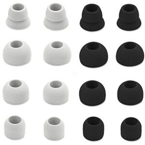 16 pieces replacement earpads eartips earbuds eargels for powerbeats 1, powerbeats 2, powerbeats 3, beats wireless stereo earphones by dr. dre, 4 pairs black & 4 pairs white (black & white)