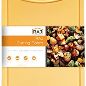 Raj Plastic Cutting Board Reversible Cutting board, Dishwasher Safe, Chopping Boards, Juice Groove, Large Handle, Non-Slip, BPA Free (Small (11.42" x 7.87"), Orange)