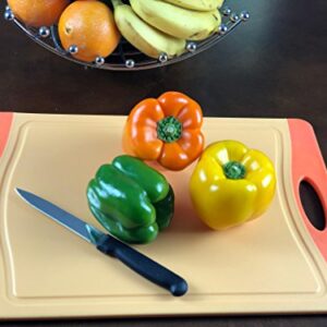 Raj Plastic Cutting Board Reversible Cutting board, Dishwasher Safe, Chopping Boards, Juice Groove, Large Handle, Non-Slip, BPA Free (Small (11.42" x 7.87"), Orange)