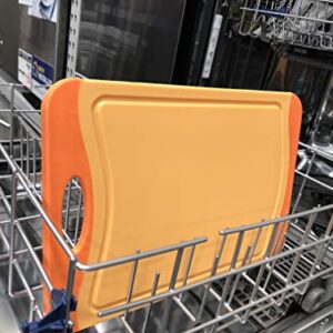 Raj Plastic Cutting Board Reversible Cutting board, Dishwasher Safe, Chopping Boards, Juice Groove, Large Handle, Non-Slip, BPA Free (Small (11.42" x 7.87"), Orange)