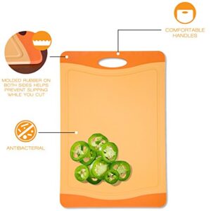 Raj Plastic Cutting Board Reversible Cutting board, Dishwasher Safe, Chopping Boards, Juice Groove, Large Handle, Non-Slip, BPA Free (Small (11.42" x 7.87"), Orange)