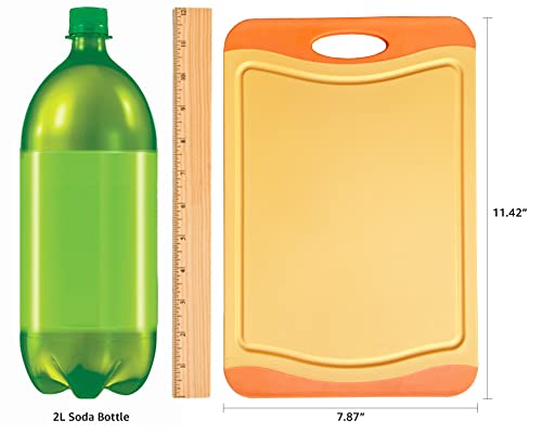 Raj Plastic Cutting Board Reversible Cutting board, Dishwasher Safe, Chopping Boards, Juice Groove, Large Handle, Non-Slip, BPA Free (Small (11.42" x 7.87"), Orange)