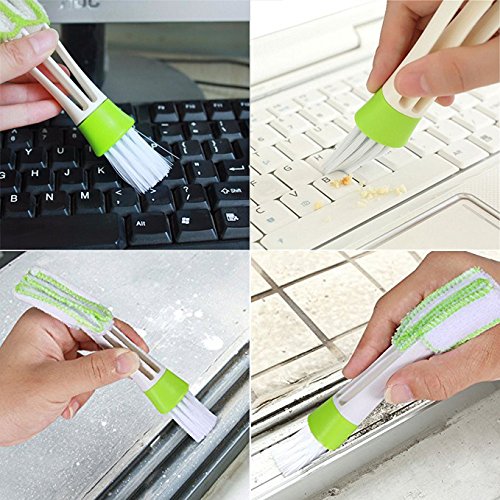 Mini Duster for Car Air Vent, Set of 3 Automotive Air Conditioner Cleaner and Brush, Dust Collector Cleaning Cloth Tool for Keyboard Window Leaves Blinds Shutter Glasses Fan