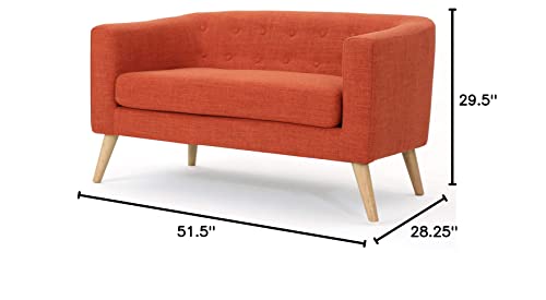 Christopher Knight Home Bridie Mid-Century Modern Loveseat, Muted Orange Fabric