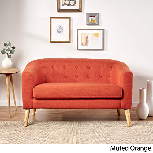 Christopher Knight Home Bridie Mid-Century Modern Loveseat, Muted Orange Fabric