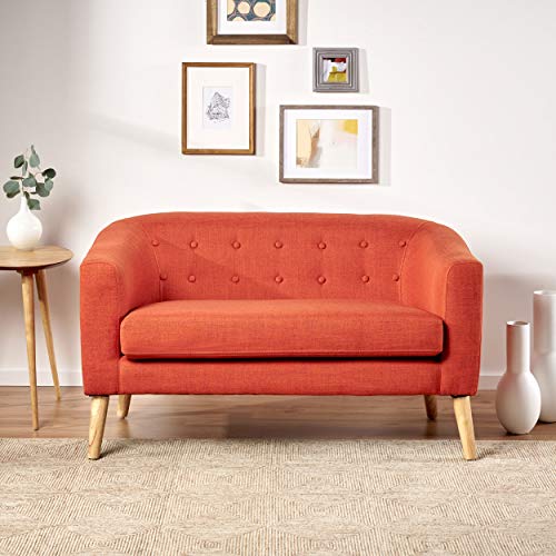 Christopher Knight Home Bridie Mid-Century Modern Loveseat, Muted Orange Fabric