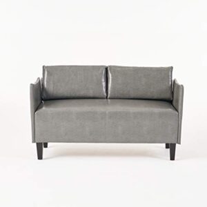 christopher knight home nyx leather loveseat, grey