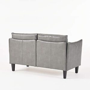 Christopher Knight Home Nyx Leather Loveseat, Grey