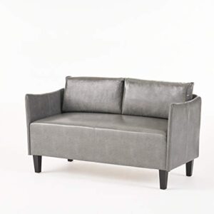 Christopher Knight Home Nyx Leather Loveseat, Grey