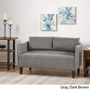 Christopher Knight Home Nyx Leather Loveseat, Grey