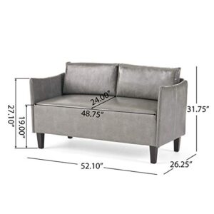 Christopher Knight Home Nyx Leather Loveseat, Grey