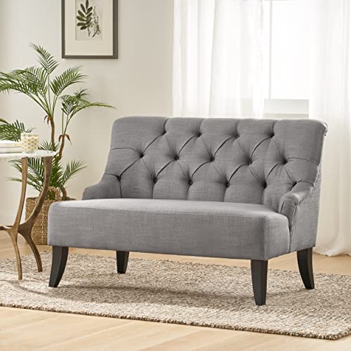 Christopher Knight Home Nicole Fabric Settee, Grey, L 44.25 x W 29.75 x H 30.5