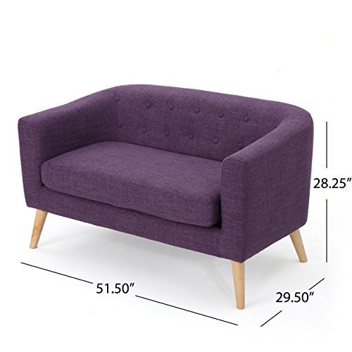 Christopher Knight Home Bridie Mid-Century Modern Loveseat, Muted Purple Fabric